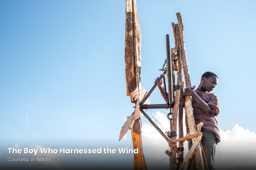 William building his windmill in The Boy Who Harnessed the Wind, courtesy of Netflix